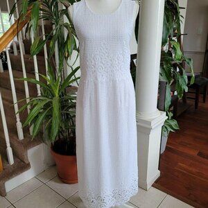Alfani Size 16 Geo Lace Midi Dress Sleeveless Bright White Full Lace Fully Lined